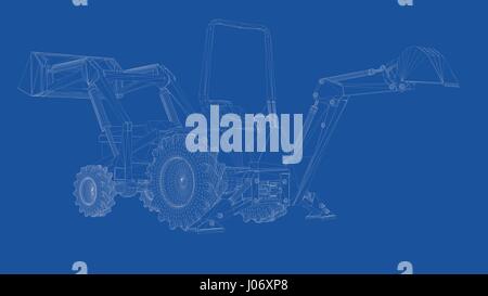 Le rendu 3D d'un décrit digger Banque D'Images