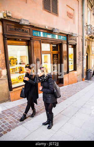 Shopping sur la Via Manno à Cagliari, Sardaigne, Italie Banque D'Images