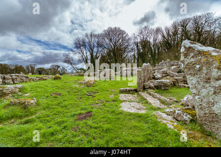 Vue de l'ancien village à l'entrée Din LLigwy sur Anglesey Banque D'Images