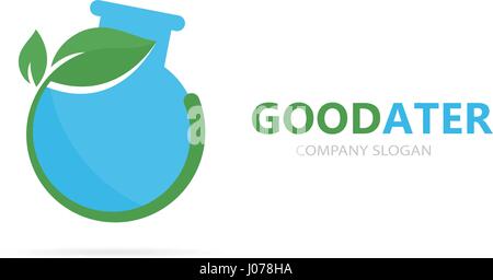 Vecteur d'un ballon et logo feuille combinaison. Eco et de laboratoire d'un symbole ou d'icône. La science unique et naturel, modèle de conception de logo biologique. Illustration de Vecteur