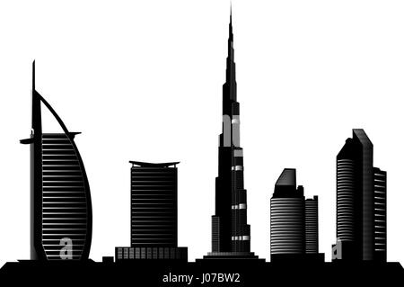 La silhouette de la ville de Dubaï Illustration de Vecteur