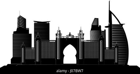 La silhouette de la ville de Dubaï Illustration de Vecteur