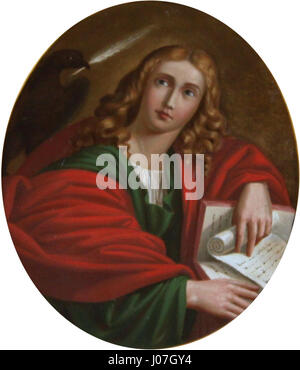 'SV. Janez Evangelist' est une peinture religieuse située dans le vas de Gorica, représentant Saint Jean l'évangéliste. L’œuvre met en lumière les attributs traditionnels du saint, dont son évangile et son aigle symbolique, caractéristiques de l’iconographie religieuse. Banque D'Images