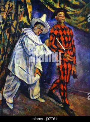 Paul Cézanne- Pierrot et Arlequin Banque D'Images