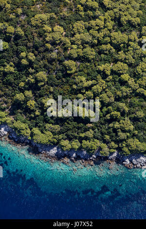 Vue aérienne de l'île de Lastovo, Croatie Banque D'Images