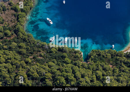 Vue aérienne de l'île de Lastovo, Croatie Banque D'Images