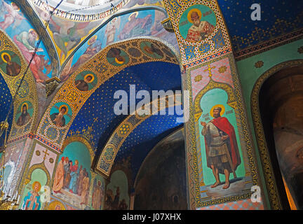 Fresques de la Cathédrale Sioni de la Dormition, l'église orthodoxe de Géorgie à Tbilissi. Banque D'Images