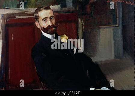 'Retrato de Jacinto Felipe Picón y Pardiñas' est un portrait de Joaquín Sorolla, mettant en valeur la maîtrise de l'artiste espagnol renommé dans la capture de la personnalité et de la lumière, soulignant son style impressionniste et sa palette de couleurs vibrantes. Banque D'Images