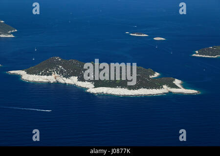 Vue aérienne de l'île de Lastovo, Croatie Banque D'Images