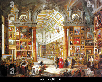 Giovanni Paolo Pannini, - l'intérieur d'une galerie de photo avec la Collection du Cardinal Silvio Valenti Gonzaga - 1740 Banque D'Images