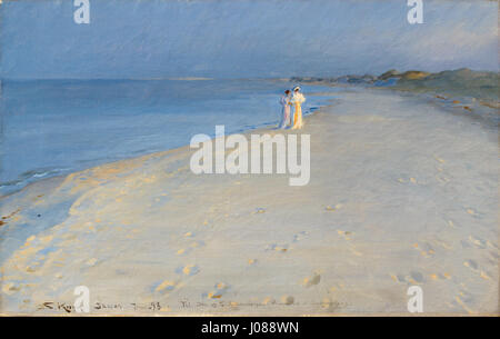 Soirée d'été à la plage sud, Skagen, par Peder Severin Krøyer Banque D'Images