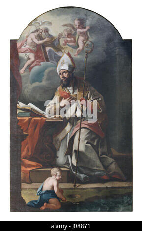 Le Sv. De Valentin Metzinger Avgustin' (composé Augustine) présente un thème religieux avec une représentation du saint. L’œuvre se concentre sur la représentation spirituelle, avec un accent sur la couleur et la lumière, caractéristiques du style de Metzinger. Banque D'Images