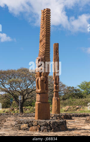 Les totems, Mano 'Okalanipo Park Road, Poipu, Kauai, Hawaii, USA Banque D'Images