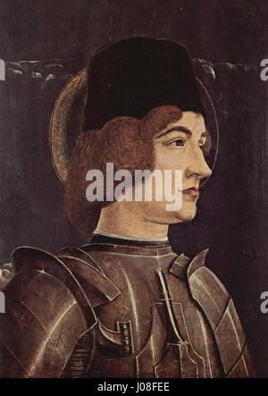 Cosmè Tura, un peintre italien de Ferrare, a créé cette œuvre en tempera sur bois en 1474, représentant saint Georges, pour l'autel Roverella à Saint-Georges de Ferrare. Banque D'Images