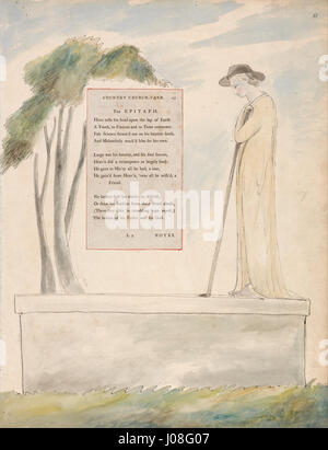 William Blake - Les poèmes de Thomas Gray, Design 115, Elegy Written in a country Church-Yard. - Banque D'Images