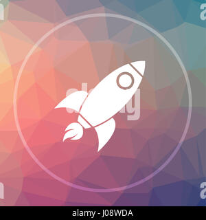 L'icône de fusée. Site web de fusée sur le bouton bas fond poly. Banque D'Images
