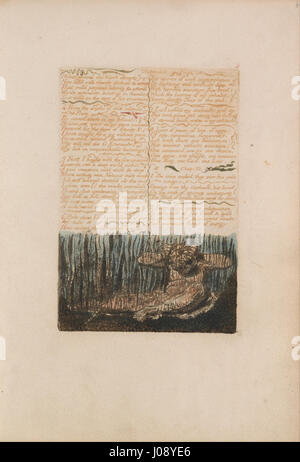 'Le premier Livre d'Urizen, planche 6, rassemblement autour des sombres Desarts....' Est une illustration du poète et peintre anglais William Blake, une partie de son livre prophétique 'Urizen' (1794). Cette plaque représente une scène du récit mythopoétique de Blake, reflétant sa vision artistique et littéraire unique. Banque D'Images