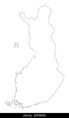 Finlande carte illustration silhouette contour Illustration de Vecteur