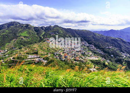 Vue sur Ville Jiufen de Jilong mountain à Taiwan Banque D'Images