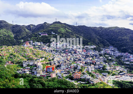 Vue sur Ville jiufen de Jilong mountain à Taiwan Banque D'Images