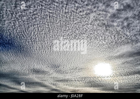 Altocumulus avec alto stratus couvrir le soleil du matin. Banque D'Images