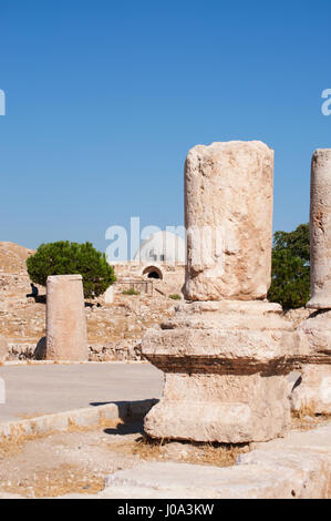 Le palais omeyyade, grand complexe de l'époque omeyyade situé sur la colline de la Citadelle (Jabal al-Qal'a) d'Amman, construite au cours de la 8e siècle Banque D'Images