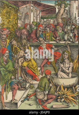 L'image Houghton Typ Inc 2121A de la série Apocalypse de Dürer représente les scènes dramatiques et intenses de l'apocalypse biblique. Les gravures d’Albrecht Dürer capturent magistralement l’agitation et les visions prophétiques décrites dans le Livre de l’Apocalypse. Banque D'Images