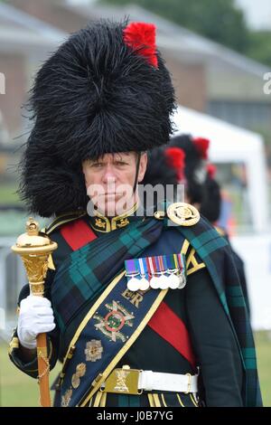 Le tattoo militaire COLCHESTER ESSEX UK 8 Juillet 2014 : Fanfare écossaise à Bearskin Banque D'Images