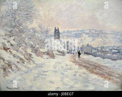 La route de Vétheuil, effet de neige par Claude Monet Banque D'Images