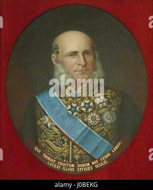 João Francisco Lopes Rodrigues était une figure importante de l'histoire brésilienne, servant comme diplomate et dirigeant politique. Il est représenté dans ce portrait comme José Maria da Silva Paranhos, Visconde do Rio Branco, un homme d'État brésilien important connu pour ses contributions à la politique nationale. Banque D'Images