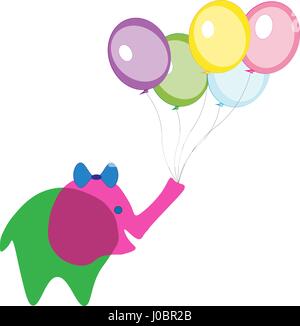 Douche de bébé garçon. Avec des ballons d'éléphants Illustration de Vecteur