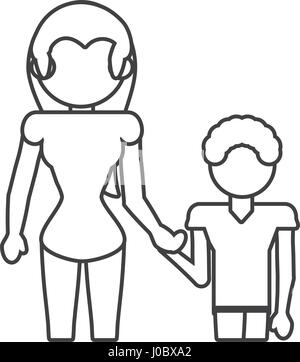 Mère avec fils, contours Illustration de Vecteur