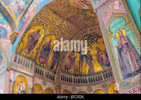 La Cathédrale Sioni, fresques intérieures représentant des scènes bibliques, Tbilissi, Géorgie, Caucase, Asie Banque D'Images