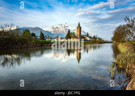 L'église de Sils-Baselgia en basse Engadine, Suisse Banque D'Images