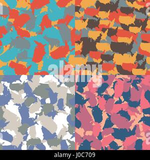 Ensemble de forme motif camo USA transparente. Camouflage urbain Amérique colorée. La conception d'impression textile tissu vecteur Illustration de Vecteur