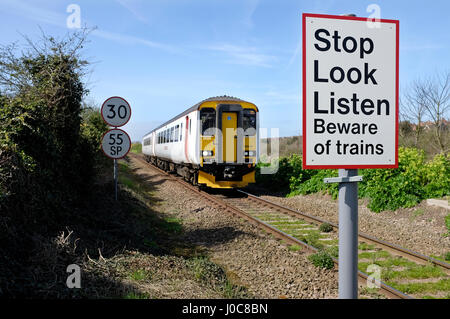 Signe de fer et de train, sheringham, North Norfolk, Angleterre Banque D'Images