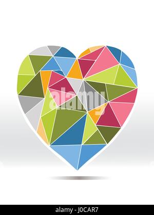 Coeur diamants colorés sur fond blanc Illustration de Vecteur