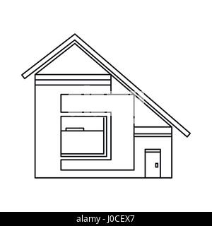 Maison avec toit en pente, l'icône de style contour Illustration de Vecteur