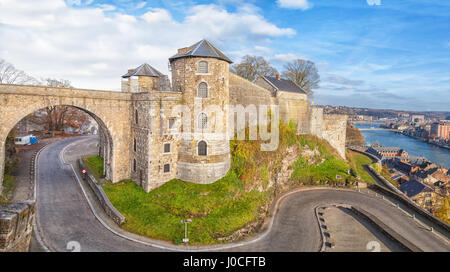 Vue panoramique sur la Citadelle de Namur, Wallonie, Belgique Banque D'Images