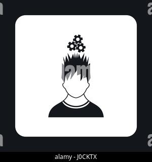 Homme avec vitesses au dessus de sa tête, l'icône de style simple. Illustration de Vecteur