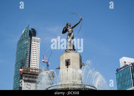 Statue de Diane chasseresse et fontaine sur le Paseo de la Reforma, Mexico Banque D'Images