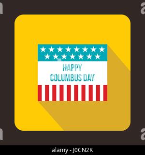 Pour l'icône du drapeau Columbus Day, style plat Illustration de Vecteur