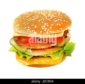 Photo rétro arrière fixé avec frites et hamburgers Banque D'Images