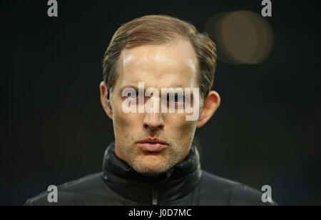 12.04.2017, Fussball Champions-League 2016/2017, Viertelfinale, Borussia Dortmund - AS Monaco, im-Signal-Iduna Park Dortmund. Formateur Thomas Tuchel (Dortmund) Photo : Cronos/MIS Banque D'Images