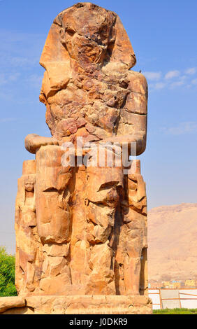 Colosses de Memnon sont deux gigantesques statues de pierre représentant le Pharaon Amenhotep III Banque D'Images