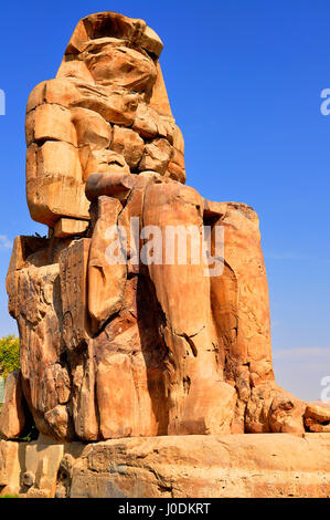 Colosses de Memnon sont deux gigantesques statues de pierre représentant le Pharaon Amenhotep III Banque D'Images