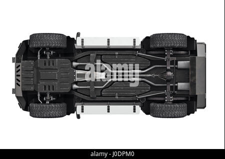 Location de Suv 4x4 suspension, vue de dessous Banque D'Images