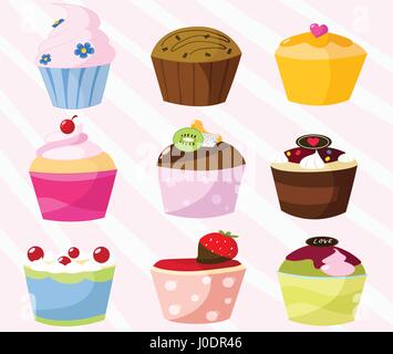 Collection Sweet cupcakes Illustration de Vecteur