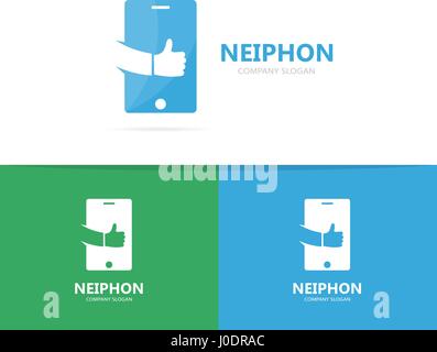 Vecteur de téléphone et logo comme combinaison. Mobile et meilleur Symbole ou icône. Unique social et modèle de conception de logo de l'appareil. Illustration de Vecteur