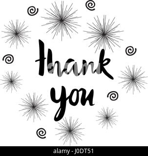 Vector illustration de carte de remerciement texte calligraphié par écrit à la main Illustration de Vecteur